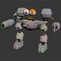 3D Cartoon Robot Character With Silver Metallic Body And Big Red Eyes Design
