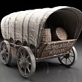 Vintage Wooden Wagon with Canvas Cover and Spoked Wheels Classic Design