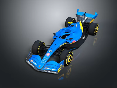 Blue Racing Car Featuring Aerodynamic Design Sporty Wheels And Rear Wing 3d model
