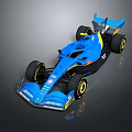 Blue Racing Car Featuring Aerodynamic Design Sporty Wheels And Rear Wing