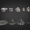 Wooden And Stone Decorative Materials Featuring Natural Textures And Various Shapes For Design