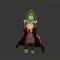 Harry Potter Movie Character With Birdcage On Head And Striped Scarf