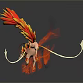 Mythical Fire Fox Game Character With Flaming Tails And Glowing Spiral Aura