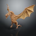Mythical Dragon Sculpture With Spread Wings Open Mouth And Sharp Claws 3d model