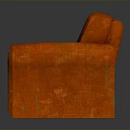 Worn Orange Sofa With Torn Seats And Visible Fabric Damage