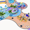 Children's Outdoor Playground Equipment With Slides Swings Climbing Frames Palm Trees And Rainbow Arches