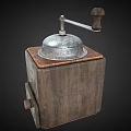 Classic Manual Coffee Grinder Kitchen Appliance With Wooden Base Metal Grinding Handle And Drawer Storage