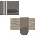 Modern Coffee Table With Marble Top And Wooden Round Striped Base Design