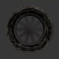 Car Tire With Black Alloy Wheel Rim And Detailed Tread Pattern Design