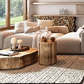 The hotel front desk sofa tea table combination in the lobby of the hotel is the reception hall of the silent background wall. 3d model