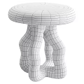 White Textured Side Table With Twisted Legs And Modern Art Design 3d model