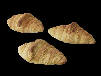 Freshly Baked Croissants Arranged On Modern Coffee Table Against Black Background 3d model