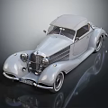 Vintage Silver Convertible Car With Classic Grille Chrome Accents And Reflective Surface