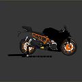 Sleek Black Sports Motorcycle With Orange Wheels Gray Seat And Modern Design