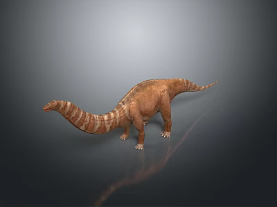 Sauropod Dinosaur Model With Brown Striped Body Long Neck And Tail On Dark Background 3d model
