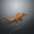 Sauropod Dinosaur Model With Brown Striped Body Long Neck And Tail On Dark Background