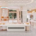 Bright Modern Dessert Shop Interior With Display Cases And Pastries 3d model