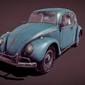 Vintage Blue Classic Beetle Car With Retro Design And Classic Appearance