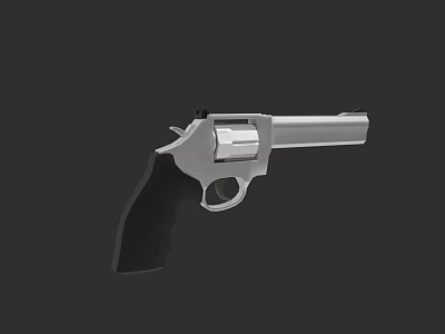Modern Silver Metal Revolver Firearm Weapon With Black Grip Design 3d model