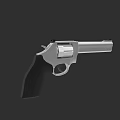 Modern Silver Metal Revolver Firearm Weapon With Black Grip Design