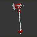 Futuristic Mechanical Axe Design With Red Metallic Head Silver Handle And Details