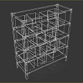 Green Multi Tiered Shelving Unit Filled With Stacked Cardboard Boxes For Storage
