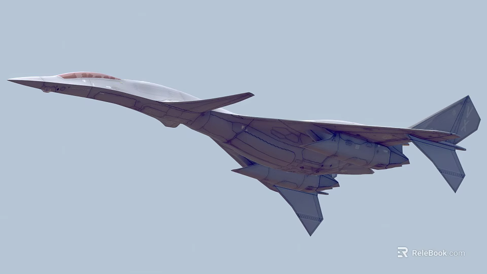 Flying Fighter Jet With Sleek Aerodynamic Design And Sharp Wings In Flight 3d model 