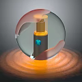 Elegant Luxury Perfume Bottle in Transparent Sphere with Petal Design Wooden Base and Orange Glow
