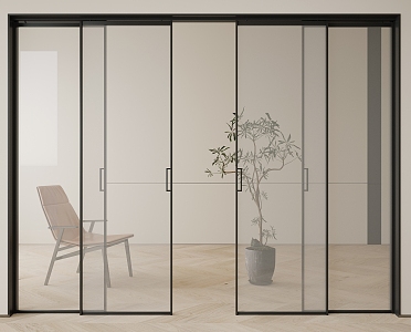 Frosted glass sliding door Changhong glass door potted sliding door flat door sliding door single door 3d model