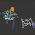 Transformable Blue And Orange Robot Model With Two Forms Standing And Vehicle