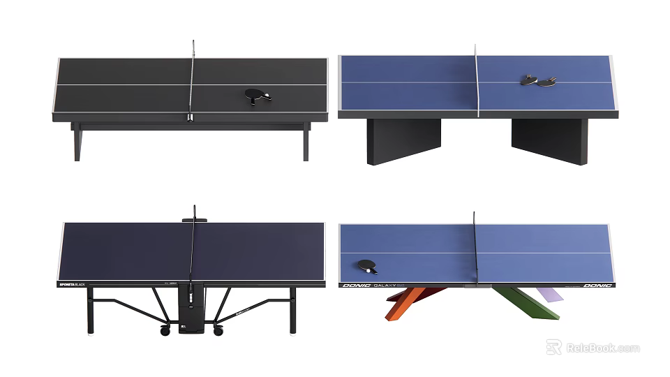 Varied Ping Pong Tables In Black And Blue With Modern Designs For Sports Use 3d model 