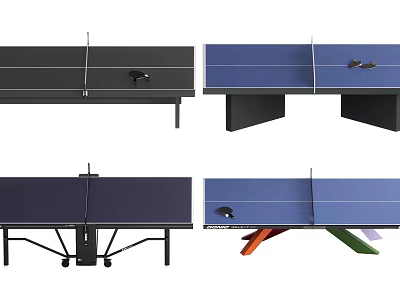 Varied Ping Pong Tables In Black And Blue With Modern Designs For Sports Use 3d model