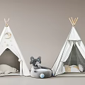 Kids Teepee Tents With Star Decor And Stuffed Elephant Bear Toys
