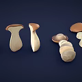 Fresh Vegetable Mushrooms 3D Rendered in Various Shapes and Sizes Against Dark Blue Background
