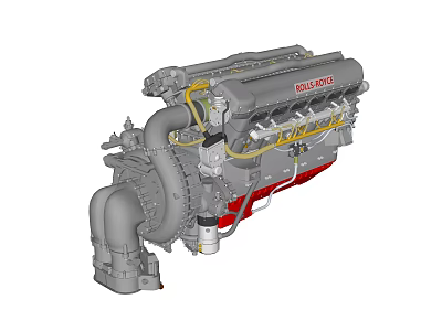 Falcon Engine 3D Model Featuring Turbocharger Pipes Wiring And Mechanical Components 3d model