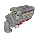 Modern engine car engine 3d model