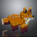 Pixel Art Fox 3D Rendered Colorful Character With Vibrant Orange Fur And Purple Legs
