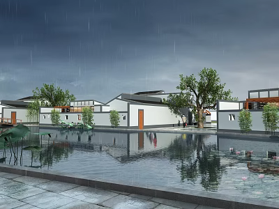 Jiangnan Villa Homestay Ancient Tree Lotus Lotus Leaf 3d model