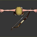 Blonde Boy With Bow And Quiver In White Tank Top Arms Outstretched Standing Pose