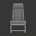 Gray Leisure Chair With Striped Backrest Yellow Accent Stripe And White Metal Frame