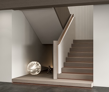 modern stair handrail stair corner stair moon lamp 3d model