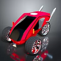 Red Futuristic Concept Car With Large Silver Wheels And Reflective Surface 3d model