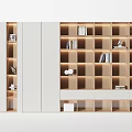 Modern Decorative Cabinet With Open Wooden Shelves Lighting And Books Decor Items