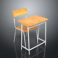 Light Wooden Desk And Chair Furniture Set With White Metal Legs