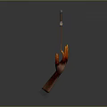 Flaming Sword Held by a Hand with Fiery Effect on Gray Gradient Background