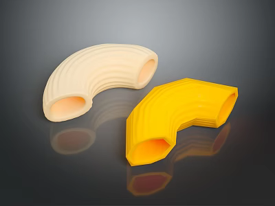 Ivory and Yellow Curved Lighting Fixture Set for Modern Interior Decoration 3d model