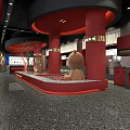 Modern Hotpot Restaurant Interior With Red Decor And Comfortable Seating Area 3d model