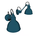 Modern Blue Wall Lamps With Adjustable Arm And Dome Shaped Design 3d model