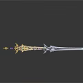 Ornate Decorative Sword As Mythical Weapon With Gold Silver Accents And Sharp Blade