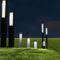 Outdoor Lights in Garden Lawn with Modern Design and Different Heights for Night Illumination